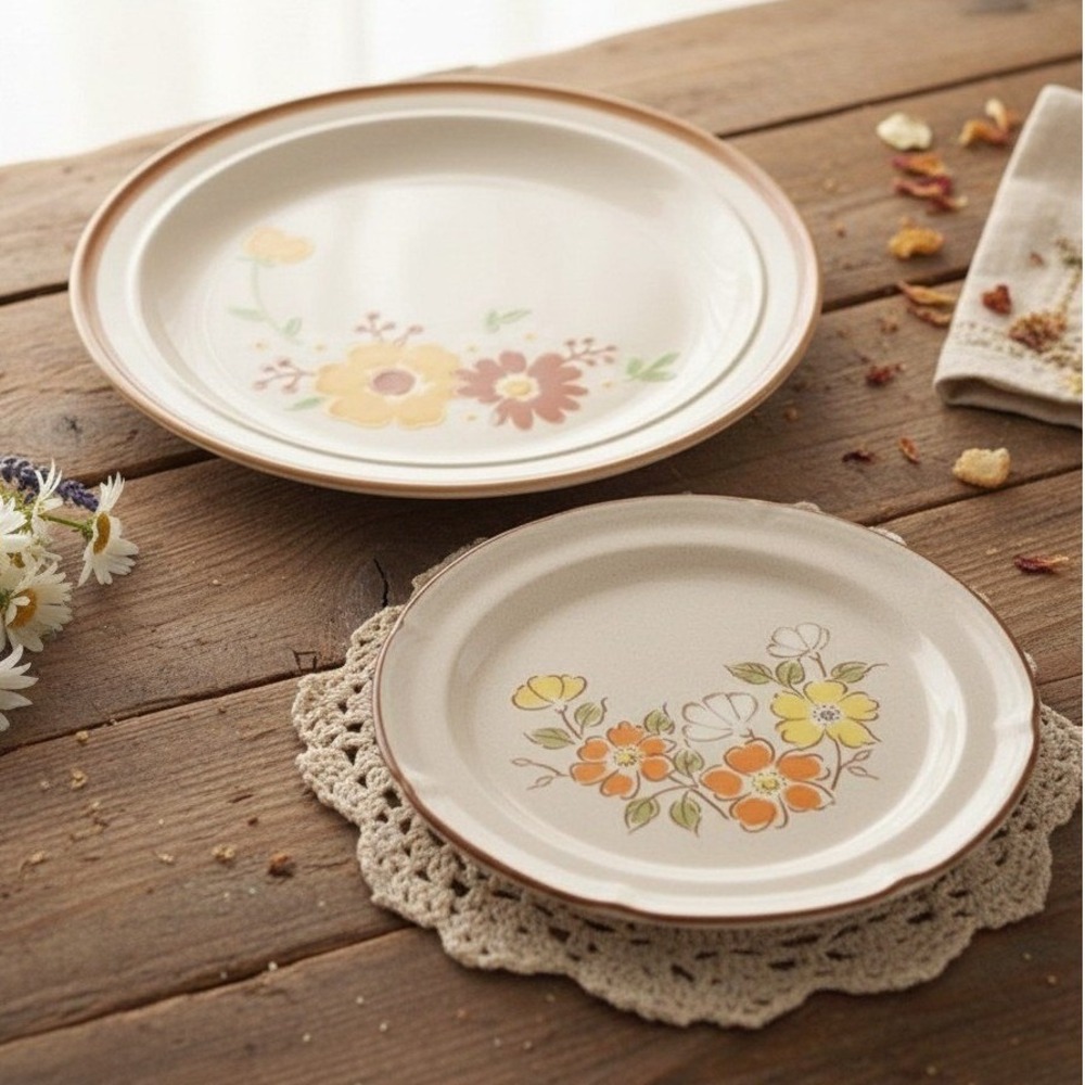 Hearthside Spring Garden Baroque Salad Plate & Homer Laughlin Floral Dinner Dish